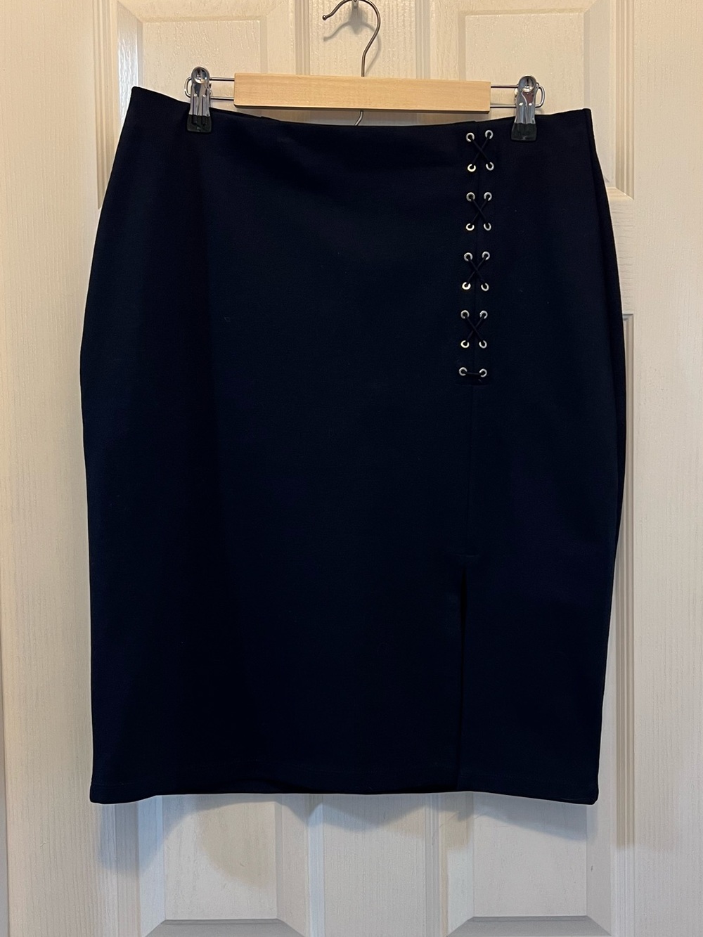 Ralph Lauren Navy Blue Pencil Skirt with Grommet Detail